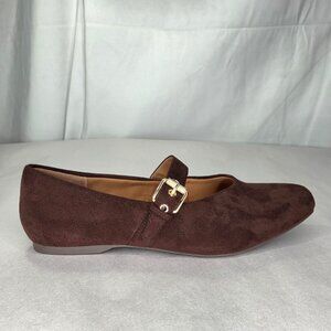 NWT Dv Dolce Vita Women's Mulaney Buckle Mary Jane Flats - Brown Faux Suede